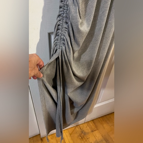 Rachel Zoe LA NY V-Neck Maxi Dress Adjustable Side Slit & Ruching Grey Size S - Picture 6 of 11